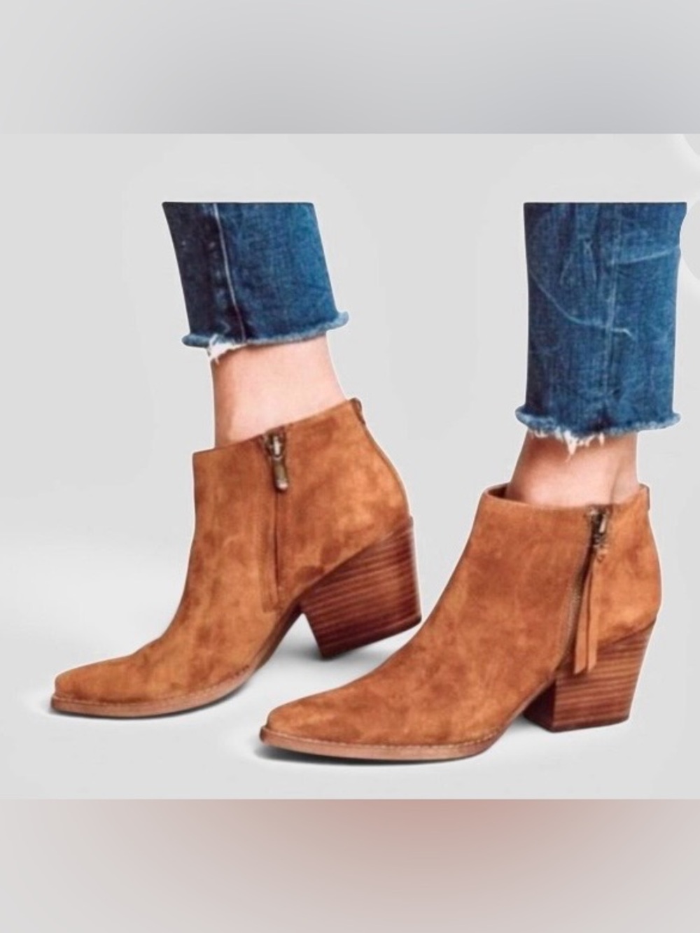 Sam Edelman Women's Suede Ankle Bootie in Chestnut Brown, new